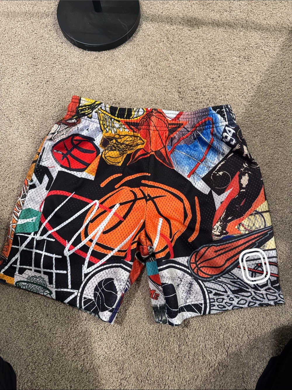 Kids Graphic Basketball Print Shorts - Orange Multi